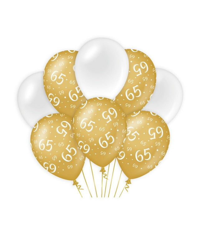 65 jaar Ballonnen - goud en wit