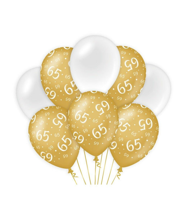 65 jaar Ballonnen - goud en wit