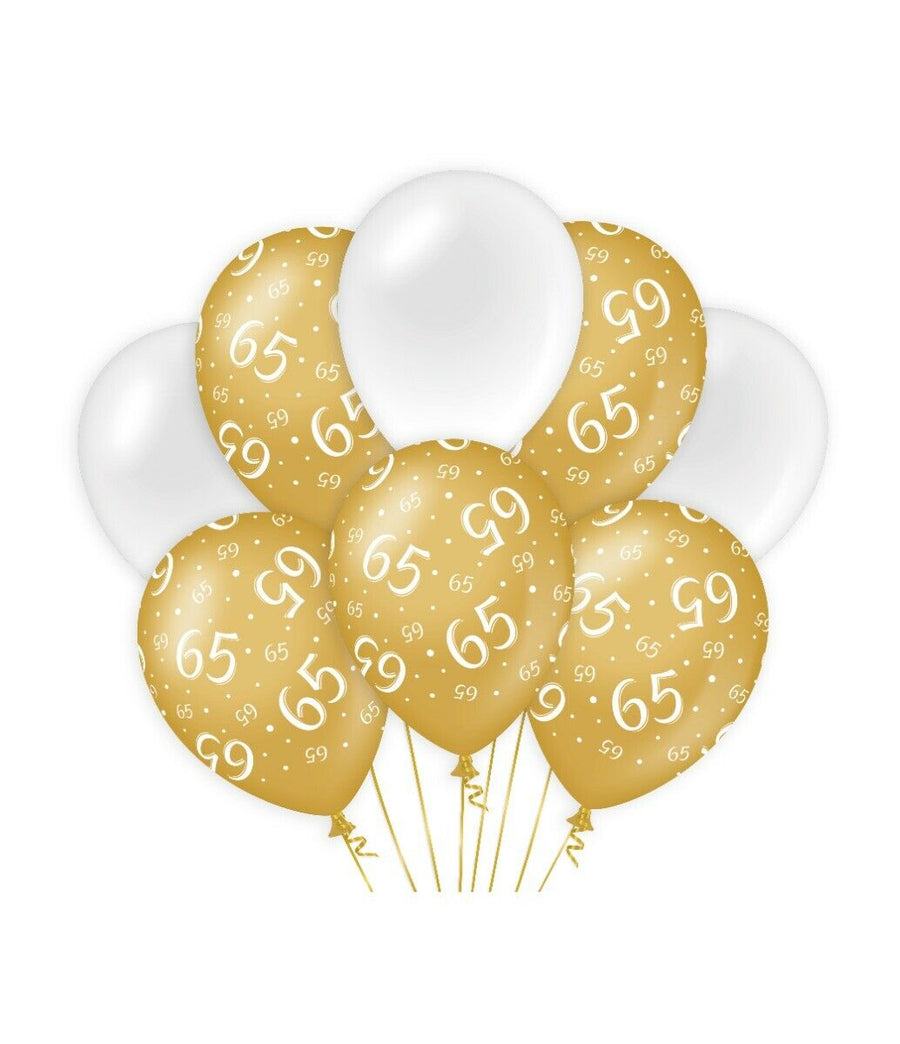 65 jaar Ballonnen - goud en wit