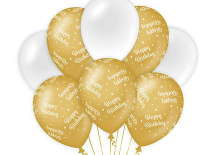 Happy birthday Ballonnen - goud en wit