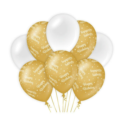 Happy birthday Ballonnen - goud en wit