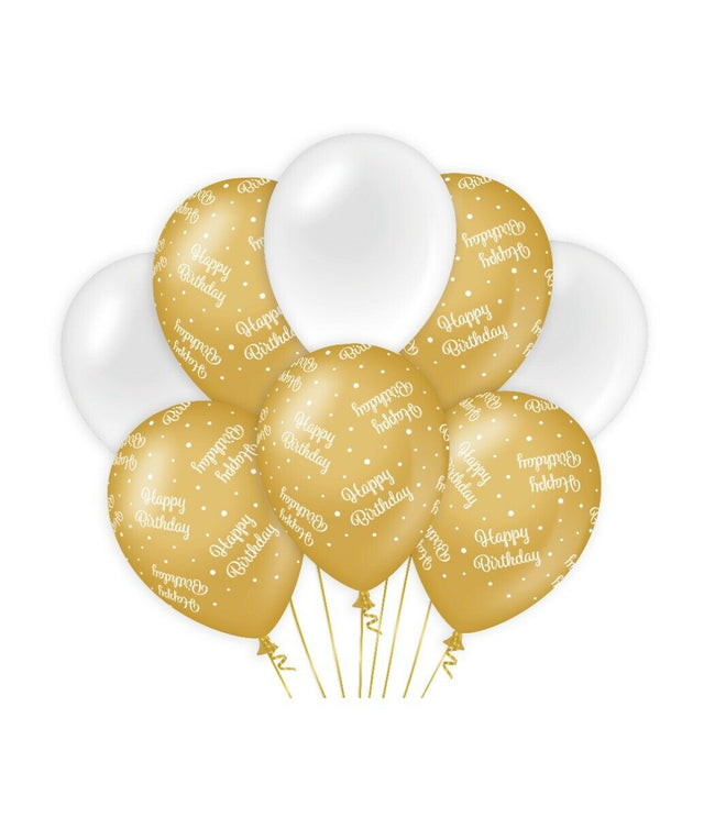 Happy birthday Ballonnen - goud en wit