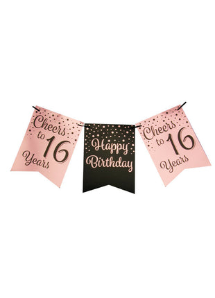 16 years Bunting - 6 meters - pink and black