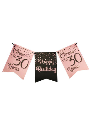 30 years Bunting - 6 meters - pink and black