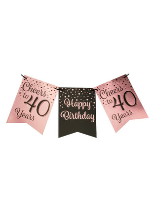 40 years Bunting - 6 meters - pink and black