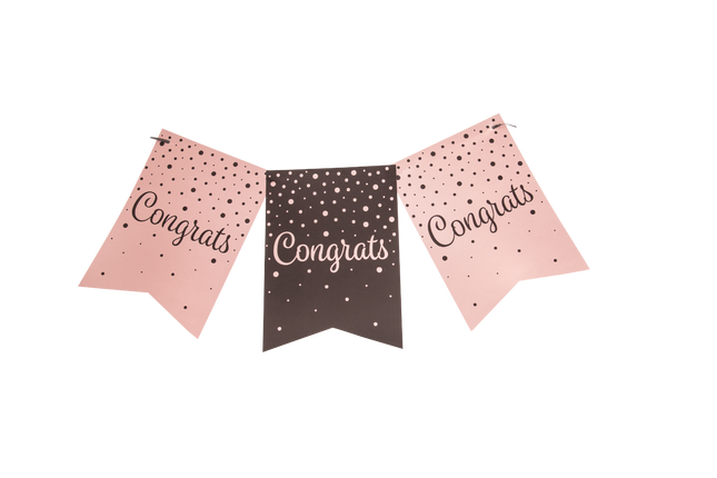 Congrats Vlaggenlijn - 6 meter - roze en zwart