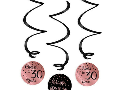 30 jaar Swirl slingers - 3 stuks - roze en zwart
