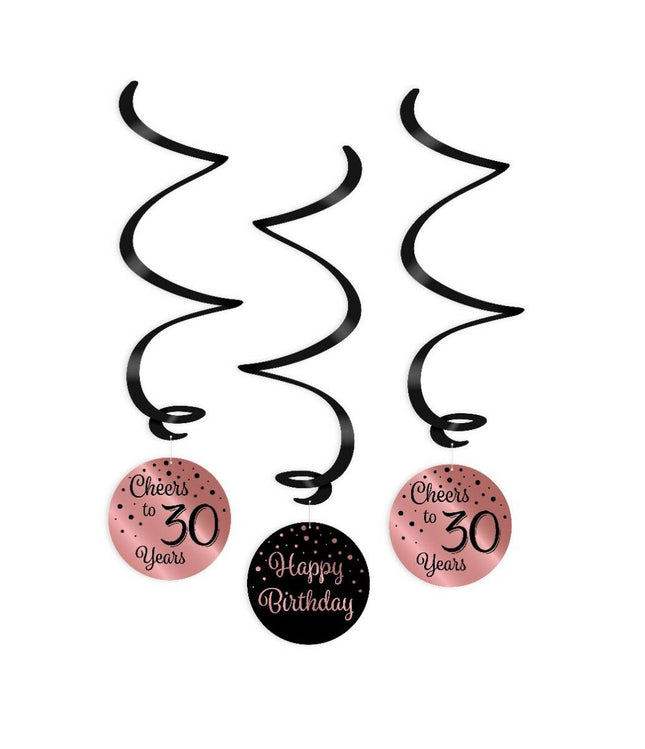 30 jaar Swirl slingers - 3 stuks - roze en zwart