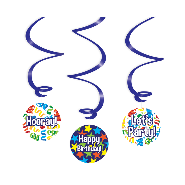 Happy birthday Swirl slingers - 3 stuks - cartoon