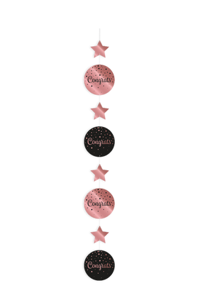 Herzlichen Glückwunsch Girlande – rosa und schwarz