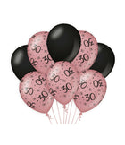30 jaar Ballonnen - 8 stuks - rosé en zwart