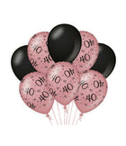40 jaar Ballonnen - 8 stuks - rosé en zwart
