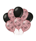 60 jaar Ballonnen - 8 stuks - rosé en zwart