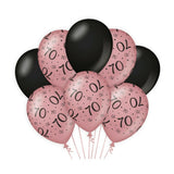70 jaar Ballonnen - 8 stuks - rosé en zwart