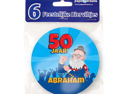 Abraham cartoon Bierviltjes - 6 stuks - 10 cm