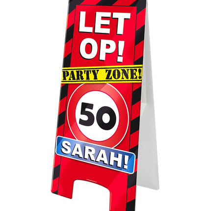 Sarah Stoepbord - 58 x 24 cm - verkeersbord - 50 jaar