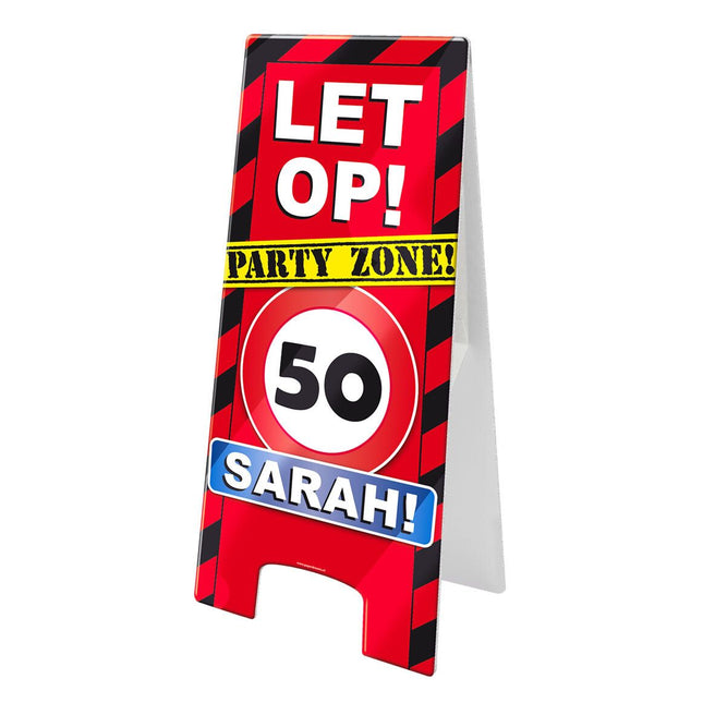 Sarah Stoepbord - 58 x 24 cm - verkeersbord - 50 jaar