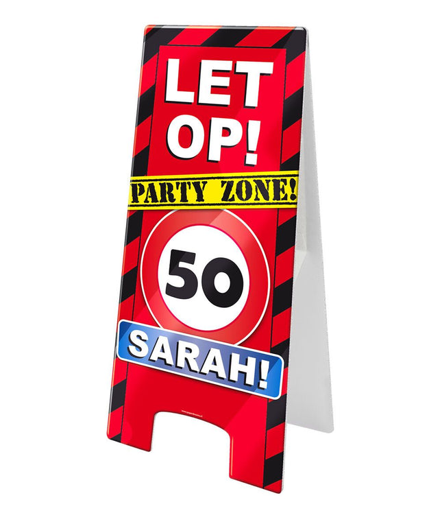 Sarah Stoepbord - 58 x 24 cm - verkeersbord - 50 jaar