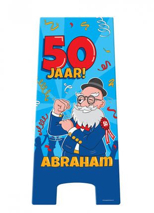 Abraham Stoepbord - 58 x 24 cm - cartoon - 50 jaar