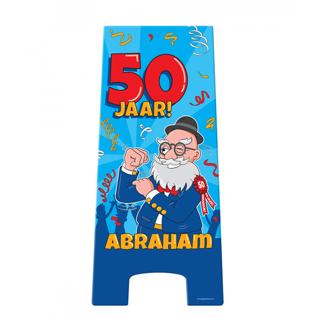 Abraham Stoepbord - 58 x 24 cm - cartoon - 50 jaar