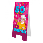 Sarah Stoepbord - 58 x 24 cm - cartoon - 50 jaar