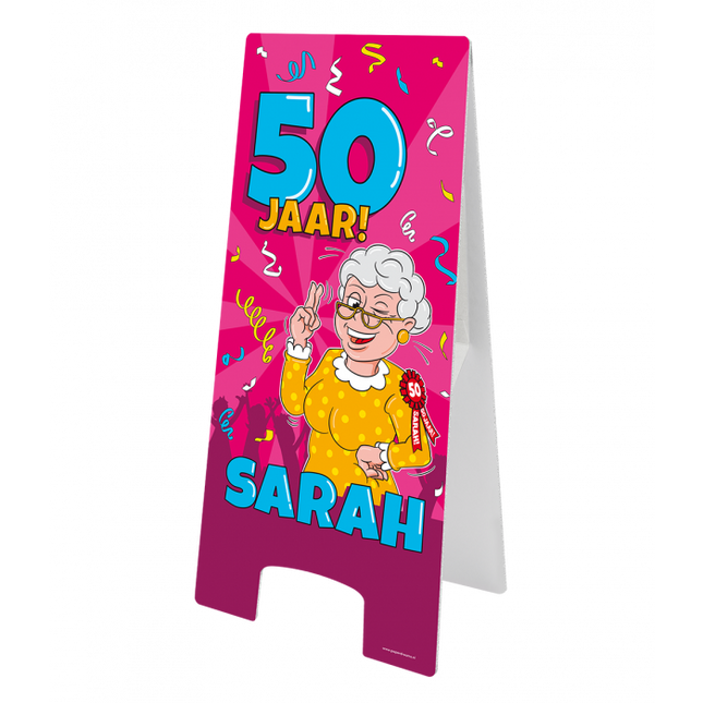 Sarah Stoepbord - 58 x 24 cm - cartoon - 50 jaar