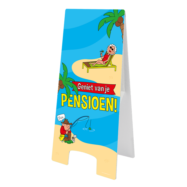 Pensioen Stoepbord - 58 x 24 cm - cartoon