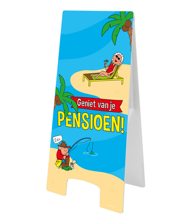 Pensioen Stoepbord - 58 x 24 cm - cartoon