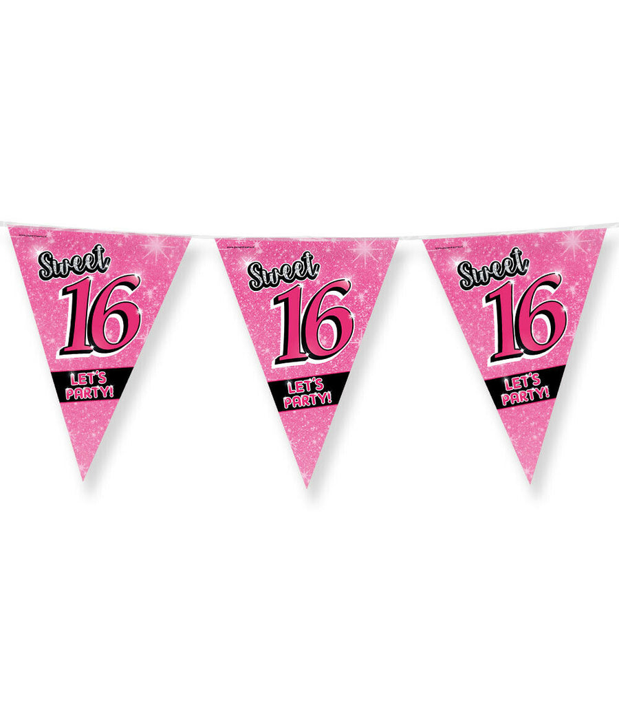 Sweet 16 Vlaggenlijn / slinger - 10 meter vlaggetjes