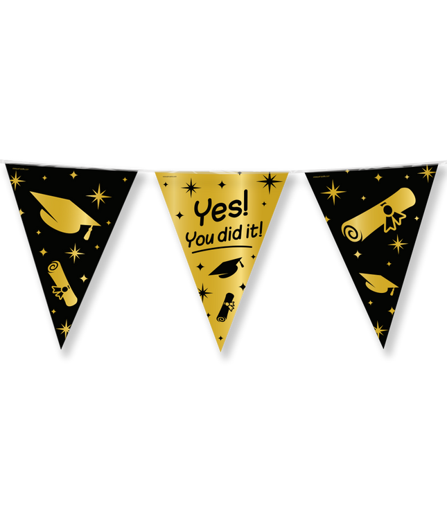 You did it! Vlaggenlijn - 10 meter - goud en zwart - Classy