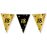 18 jaar Vlaggenlijn / slinger - 10 meter - goud en zwart - Classy vlaggetjes