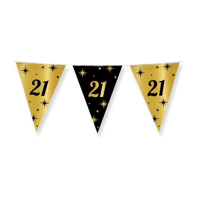 21 jaar Vlaggenlijn - 10 meter - goud en zwart - Classy