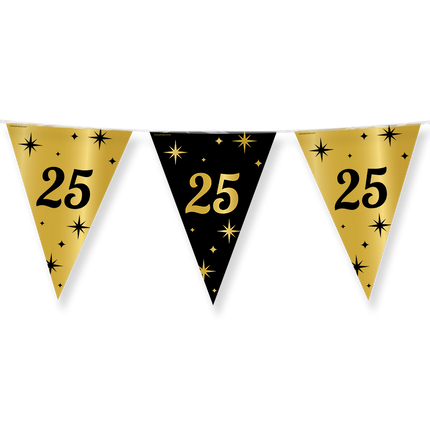 25 years of marriage Bunting - gold and black - Classy - 10 meters