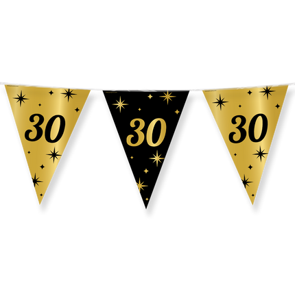 30 jaar Vlaggenlijn - 10 meter - goud en zwart - Classy