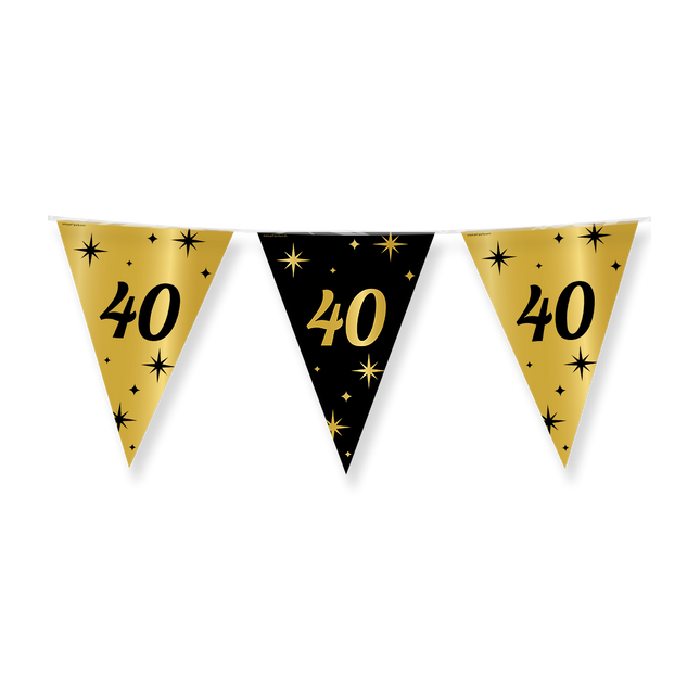 40 jaar Vlaggenlijn - 10 meter - goud en zwart - Classy