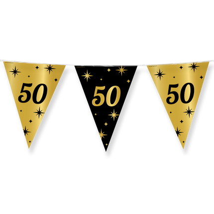 Vlaggenlijn - goud en zwart - 50 jaar - Classy - 10 meter