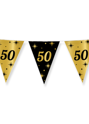 50 years of marriage Bunting - gold and black - Classy - 10 meters