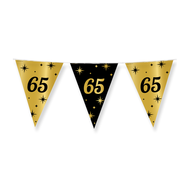 65 jaar Vlaggenlijn - 10 meter - goud en zwart - Classy