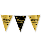 Happy Birthday Vlaggenlijn - 10 meter - goud en zwart - Classy