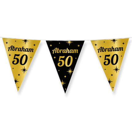 Abraham Vlaggenlijn - 10 meter - goud en zwart - 50 jaar - Abraham