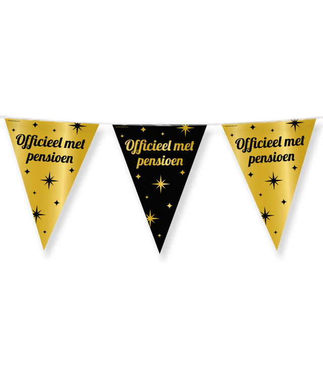 Pensioen Vlaggenlijn / slinger - 10 meter - goud en zwart - Classy vlaggetjes