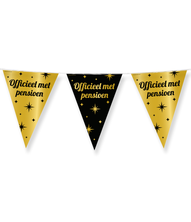 Pensioen Vlaggenlijn - 10 meter - goud en zwart - Classy