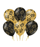 65 jaar Ballonnen - 6 stuks - 30 cm - goud en zwart - Classy