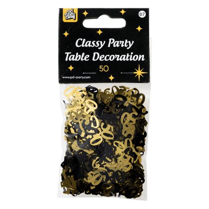 50 jaar Tafelconfetti - goud en zwart - Classy