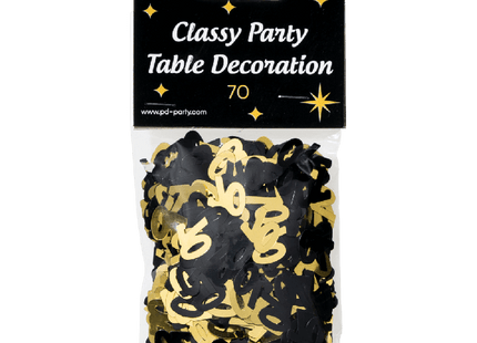 70 jaar Tafelconfetti - goud en zwart - Classy