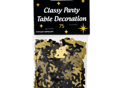 75 jaar Tafelconfetti - goud en zwart - Classy