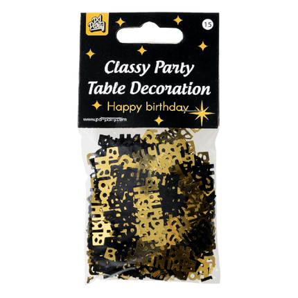 Happy birthday Tafelconfetti - goud en zwart - Classy