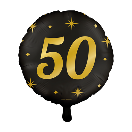50 jaar Folieballon - goud en zwart - Classy