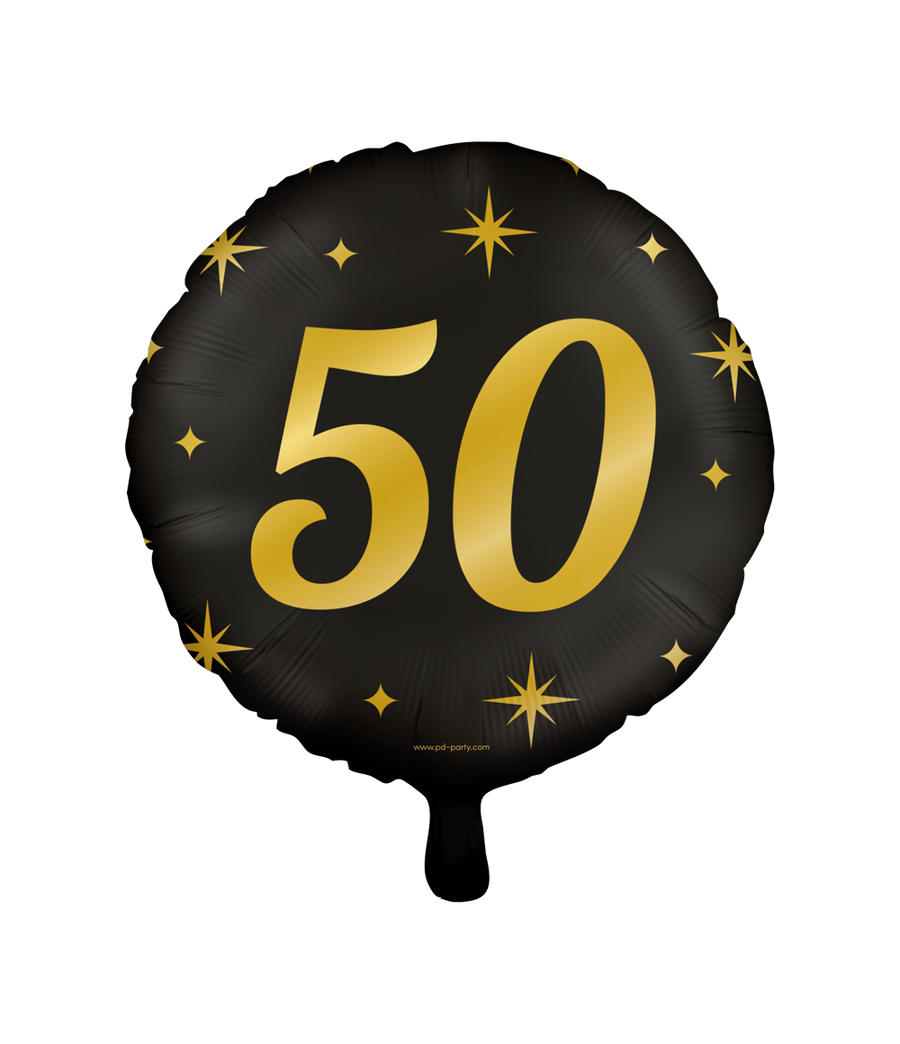 50 jaar getrouwd Folieballon - goud en zwart - Classy