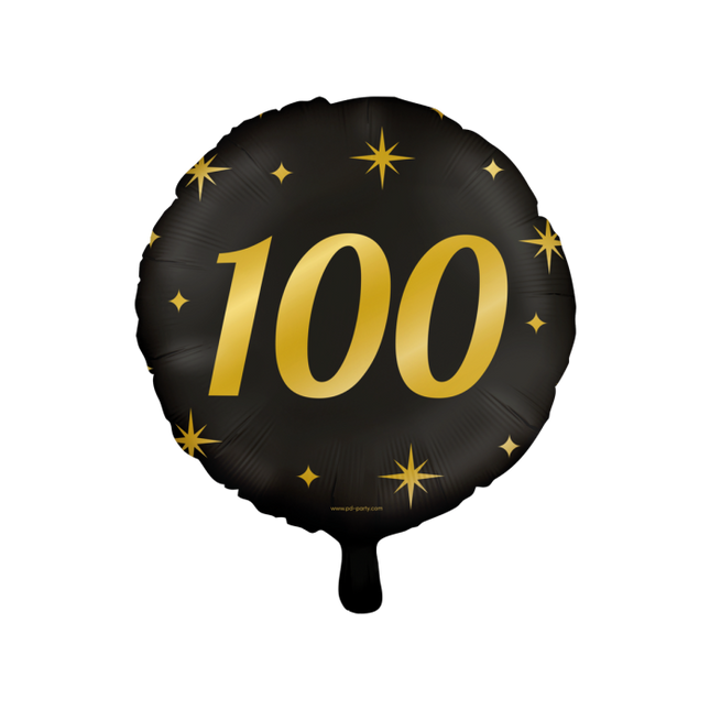 100 jaar Folieballon - 46 cm - goud en zwart - Classy
